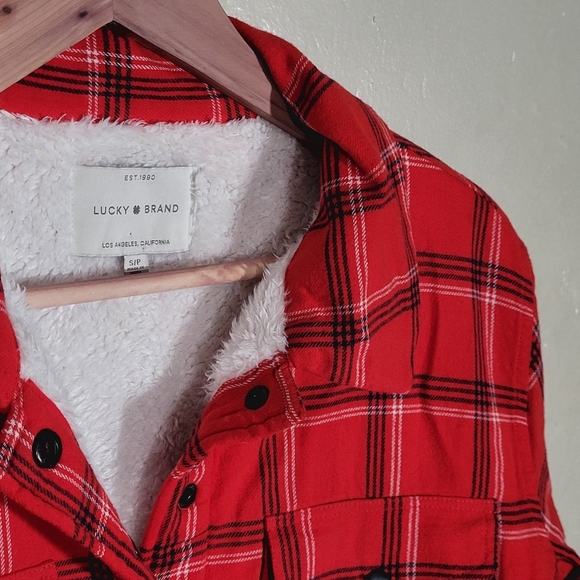 Lucky Brand Red Plaid Button-Up Jacket - Picture 4 of 5